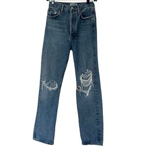 AGOLDE 90's Loose Fit Jeans Blue Organic Cotton Button Fly Womens Size 24